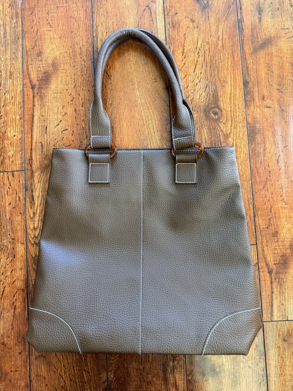 Estee Lauder Mocha Pebbled Leather Shoulder Bag